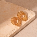 Golden woven multi-layer geometric circle stud earrings with a vintage metallic texture - Gold Twisted Woven Stud Earrings (Stainless Steel Earring Post)
