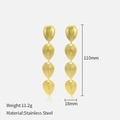 Long gold stainless steel drop earrings with four-tier textured water drop pendants - Long Water Drop Earrings