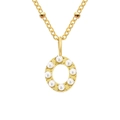 Minimalist gold stainless steel necklace with pearl-encrusted letter O pendant - Letter O - Gold
