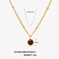 18K gold stainless steel necklace featuring a 0.6cm red round birthstone pendant - February Violet (Amethyst)
