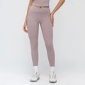 Leggings de yoga à taille haute rose poudré avec ceinture croisée et poches - Violet Fumée