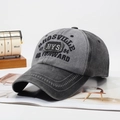 Berretto da baseball lavato vintage grigio e nero con toppe ricamate BROSVILLE - Regolabile / Fronte Grigio Corpo Nero