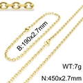 Conjunto de cadena de acero inoxidable dorado con pulsera y collar con cierre de langosta - Ancho 2,7mm/Pulsera 20cm / Dorado
