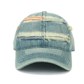 Cappellino da baseball in denim blu lavato con dettagli vintage ed effetto usurato - Regolabile / Blu Medio