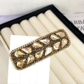 Sparkling rectangular hair clip featuring champagne teardrop gems and brown rhinestones - Square New Style