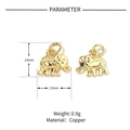 Détails macro des dimensions et du matériau en cuivre doré pour le pendentif éléphant - YE031-2 Or Éléphant