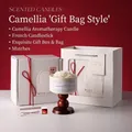 Luxury camellia scented candle gift set with wooden holder and matches in a white gift box - Camellia [Gift Box + Bag]