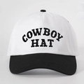 Gorra de béisbol clásica bicolor en blanco y negro con bordado COWBOY HAT en el frente - Talla única / Negro y Blanco