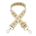 Detail of vintage ethnic geometric pattern on wide adjustable strap with gold hooks - Pattern 148 With Silver Buckle