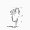 Adjustable silver stainless steel sun ring for women with 1.7cm inner diameter and 1.4g weight - Adjustable Open / Steel Color Sun Ring