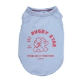 Light blue breathable cotton pet vest featuring pink cartoon bear and Rugby Star print - S / Blue