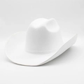 Classic white felt fedora hat with a wide brim and western cowboy style for women - M(56-58cm) / White
