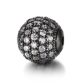 Macro detail of high-quality copper zircon bead with clear crystals for DIY jewelry making - 6mm / Gun Black with White Zirconia