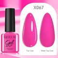 Pink gel nail polish X067 in 7ml bottle showing glossy and matte finishes on a swatch card - Pink (67)