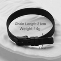 Black mesh stainless steel bracelet 21cm length with 1.0cm width and needle buckle - Black Bracelet