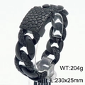 Men's 25mm black Cuban chain bracelet featuring textured crocodile pattern links - Black Kb187845-kjx