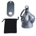 Zilveren schedel torso hanger set inclusief metalen label en fluwelen zakje - Vrouwelijke Torso Bel Met Zakje En Label / Antiek zilver