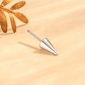Silver stainless steel spiked cone stud earring with threaded screw back on beige background - Silver Pointed Cone Thin Rod (配件031)