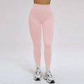 Legging de yoga sans couture taille haute rose tendre avec ceinture côtelée gainante - S / Bas / Céramique Rose