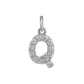 Silver micro-paved letter Q pendant with clear zircon stones for DIY necklace making - Steel-Q