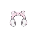 Insigne en émail rose et blanc en forme de casque avec oreilles de chat - Casque Oreilles de Chat