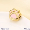 Golden cat paw charm with pink enamel detail, stainless steel bead 15x14mm for bracelets - Pink (KLJ10207-ZLA)