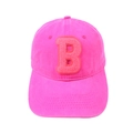 Trendige pinke Baumwoll-Basecap mit flauschiger Stickerei des Buchstabens B auf der Front - Verstellbar / Neon-Rosé-Buchstabe B