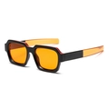 Square two-tone sunglasses for women with orange lenses and black-red mixed color frame - Black and Orange Patchwork
