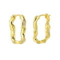 Orecchini geometrici a U in oro minimalista con zirconi micro-incastonati chic - Argento 925 / Oro 18K
