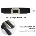 Elastic black waist belt for women with elegant rhinestone square buckle decoration - RV Style Rhinestone Square 2061 (Black)