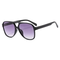 Classic pilot sunglasses with thick black frame and stylish purple gradient lenses - Black Frame Gradient Gray Lens