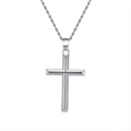 S925 silver cross pendant with twisted rope chain in polished metallic finish - NMN01-Cross Silver Necklace