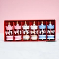 Set of 6 colorful wooden Christmas carousel horse ornaments in a red gift box - Pink White Blue Set (6062C)