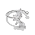 Adjustable silver ring with marquise-cut marquise stones and polished ball detail - EGJ0005 Silver
