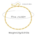 Detail of 18K gold-plated choker necklace featuring vertical striped bamboo link texture - KN0069/Bamboo Texture Chain