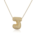 Gold plated initial J necklace with sparkling rhinestones in a puff bubble design - Letter J