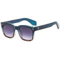Retro square sunglasses with teal frame, leopard print accents and gradient lenses - Black & Tortoise / Tea Gradient