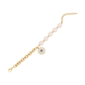 Elegantes goldenes Evil Eye Armband mit weißen Perlenimitaten und Karabinerverschluss - Böser Blick (3# Auge)