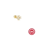 Single S925 sterling silver screw back stud earring in gold with moonstone and cubic zirconia - Gold #2