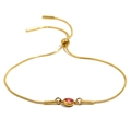 Bracelet chaîne serpent ajustable plaqué or 18 carats avec une pierre de zircon rose - Or - Zircon Rouge