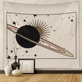 Detalle del tapiz de pared Saturno con patrón celestial minimalista para decorar habitación - 73*95CM (Cepillado)