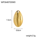 Golden seashell charm pendant in stainless steel, dimensions 1.5cm by 0.8cm for DIY jewelry - Gold Fan Shape Shell (WP36487D0W0)