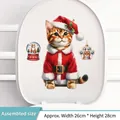 Stickers de Noël chat roux en costume de Père Noël pour décoration de couvercle WC - Style de Noël 01 (Chat en Costume de Père Noël)