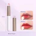 Mini draagbare lippenpenseel in wit-perzik met dop en voor-en-na vervagend effect - Wit met deksel
