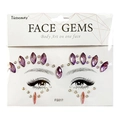Iridescent purple face gems sticker set for creative body art makeup, model FG017 - FG4017 Purple Rainbow Style