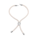 Adjustable cream braided rope bracelet featuring a silver Tree of Life charm detail - Bracelet: 26
