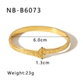 Detail of gold rock texture open bangle with size dimensions 6.0cm and 23g weight - 18K Gold / Gold (NB-B6073)