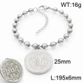 Bracciale a sfere in acciaio inossidabile argento con medaglia di San Benedetto e dettagli - Bracciale Argento