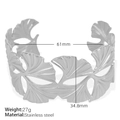 Silver hollow ginkgo leaf stainless steel open cuff bracelet with 61mm diameter - Silver [Ginkgo Leaf]