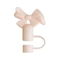 Pink silicone bow straw cover for 10mm tumblers featuring a cute decorative design - Flesh Pink
